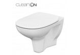 Bowl zawieszana Cersanit Crea CleanOn, bezkołnierzowa, oval, 52x35,5cm, duroplastowa soft-close WC seat, white