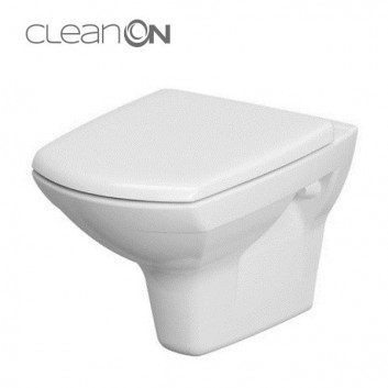 Bowl zawieszana Cersanit Arteco CleanOn, bezkołnierzowa, round, 52,8x35,5cm, duroplastowa soft-close WC seat, white