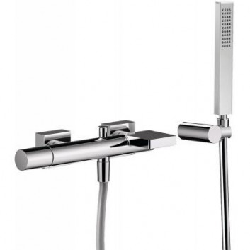 Bath tap Tres Project, wall mounted, with cascade, Shower set, chrome 