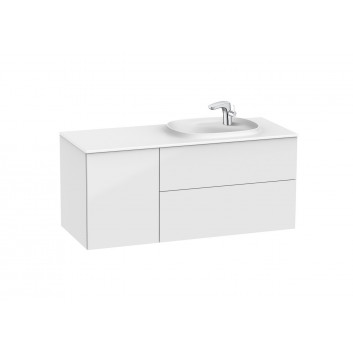 Set łazienkowy Roca Unik Beyond, 120x50cm, washbasin Surfex on the left, white shine