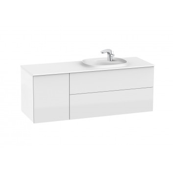 Set łazienkowy Roca Unik Beyond, 140x50cm, washbasin Surfex on the left, white shine