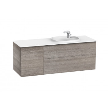 Set łazienkowy Roca Unik Beyond, 140x50cm, washbasin Surfex on the left, white shine