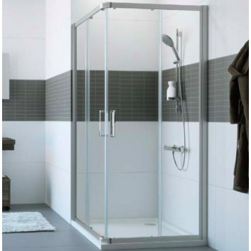 Square cabin Huppe Alpha 2, 800x800mm, corner entry, door sliding, Anti-Plaque, silver profil