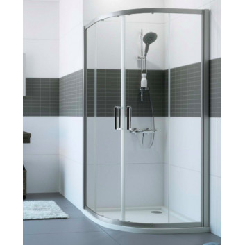 Cabin 1/4 circle Huppe Alpha 2, 800x800mm, door sliding, Anti-Plaque, silver profil