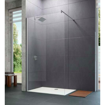 Panel walk-in Huppe Design Pure, 750mm, stabilizator skośny, Anti-Plaque, matt silver profile