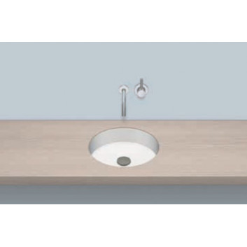 Under-countertop washbasin Alepe Unisono KE-Series, round, 319mm, without overflow, for built-in pod warstwą laminatu, UB.KE325, white