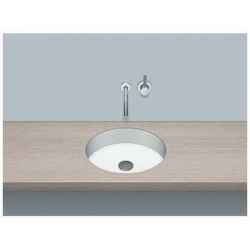 Under-countertop washbasin Alepe Unisono KE-Series, round, 369mm, without overflow, for built-in pod warstwą laminatu, UB.KE375, white