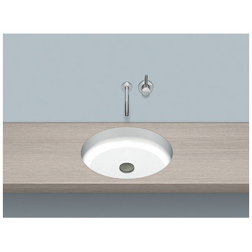 Under-countertop washbasin Alepe Unisono KE-Series, round, 394mm, without overflow, for built-in pod warstwą laminatu, UB.KE400, white