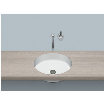 Under-countertop washbasin Alepe Sondo SO-Series, round, 444mm, without overflow, for built-in pod warstwą laminatu, UB.SO450.1, white