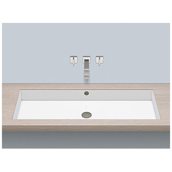 Under-countertop washbasin Alepe Metaphor ME-Series, rectangular, 744x369mm, z overflow, for built-in pod warstwą laminatu, UB.ME750, white