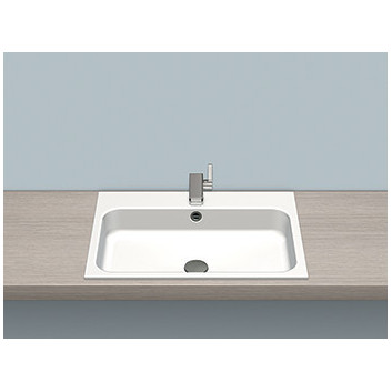 Recessed washbasin Alape 2step ST-Series, rectangular, 700x400mm, z overflow, battery hole, EB.ST700H.R, white