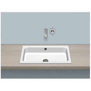 Recessed washbasin Alape Stream ST-Series, rectangular, 650x472mm, z overflow, battery hole, EB.SR650H, white