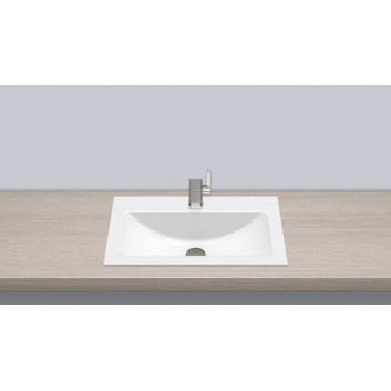 Recessed washbasin Alape Stream ST-Series, rectangular, 650x415mm, z overflow, łatwa w pielęgnacji, EB.SR650, white