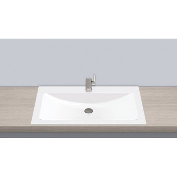 Recessed washbasin Alape R-Series, rectangular, 585x405mm, z overflow, battery hole, łatwa w pielęgnacji, EB.R585H, white