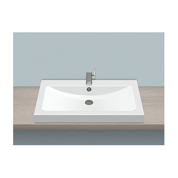 Countertop washbasin Alape R-Series, rectangular, 585x405mm, z overflow, battery hole, antibacterial, AB.R585H.2, white