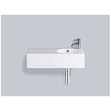 Wall-hung washbasin Alape Scopio IC-Series, rectangular, 600x325mm, z overflow, battery hole, shelf on the right, WT.IC600H.L, white