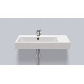 Wall-hung washbasin Alape Stream SR-Series, rectangular, 650x472mm, z overflow, battery hole, WT.SR650H, white