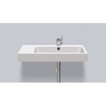 Wall-hung washbasin Alape Stream SR-Series, rectangular, 800x472mm, z overflow, battery hole, blat on the right, WT.SR800H.L, white