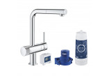 Set startowy Grohe Blue Pure with mixer kuchenną Minta in the form of L, filtrowanie wody, pull-out spray, chrome