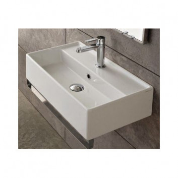 Wall-hung washbasin lub countertop Scarabeo Teorema, 41x35cm, z overflow, white