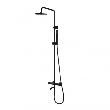 Shower column Corsan Lugo, with spout, handshower 1-functional, overhead shower 200mm, black