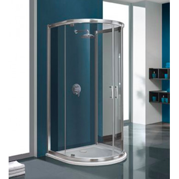 Shower cabin semicircular Sanplast KPP2DJa/TX5b, 100x100cm, glass transparent, white profiles