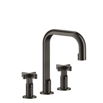 3-hole washbasin faucet Gessi Inciso, standing, height 145mm, korek automatyczny, uchwyty krzyżowe, chrome