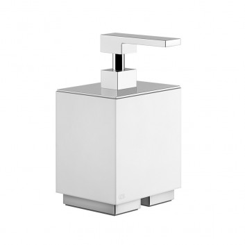 Soap dispenser w płynie Gessi Rettangolo, wall mounted, white, finish chrome