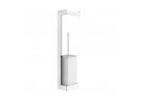 Set wall mounted Gessi Rettangolo, brush WC with handle for paper, chrome/white