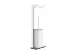 Set freestanding Gessi Rettangolo, brush WC with handle for paper, chrome/white