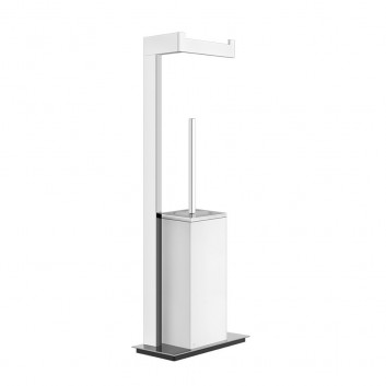 Set wall mounted Gessi Ovale, brush WC with handle for paper, chrome/white