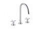 3-hole washbasin faucet Kludi Nova Fonte Puristic, standing, uchwyty proste, chrome