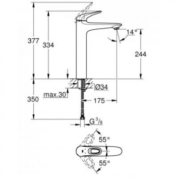 Washbasin faucet Grohe Eurostyle tall 334mm chrome - sanitbuy.pl