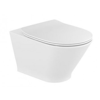Bowl wall-hung WC Roca Gap Rimless Round, 54x35,5cm, bez kołnierza, with soft-close WC seat Supralit, white