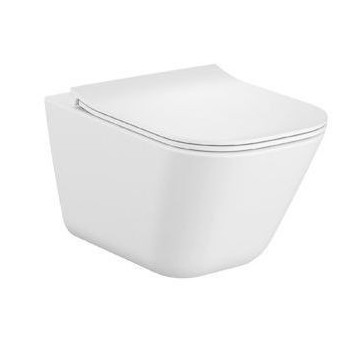 Bowl wall-hung WC Roca Gap Rimless Round, 54x35,5cm, bez kołnierza, with soft-close WC seat slim duroplast, white