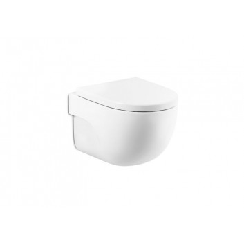 Bowl wall-hung WC Roca Gap Rimless Square, 54x37,5cm, bez kołnierza, with soft-close WC seat ultraslim, white