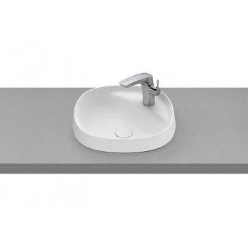 Countertop washbasin Roca Beyond, 59x46cm, Finceramic, without overflow, powłoka Maxi Clean, white