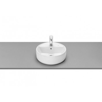 Countertop washbasin Roca Gap Round, round, 39cm, z overflow, powłoka MaxiClean, white