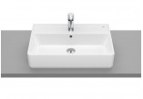 Countertop washbasin Roca Gap Square, 60x37cm, z overflow, powłoka MaxiClean, white
