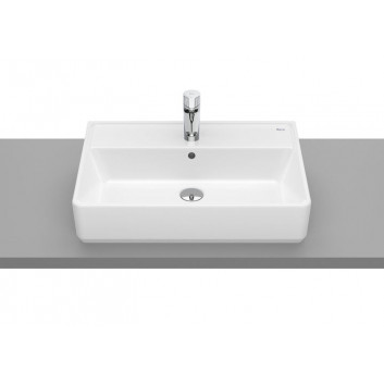 Countertop washbasin Roca Gap Square, 60x37cm, z overflow, powłoka MaxiClean, white