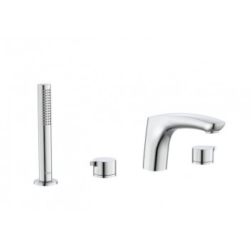 Mixer bath-shower 4-hole Roca Insignia, spout 223mm, with shower set, chrome