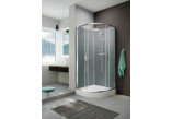 Semicircular shower cabin with shower tray Sanplast Classic II KCKP4/CLIIa-90-S sbW0Sr, 900x900mm, silver profile shiny