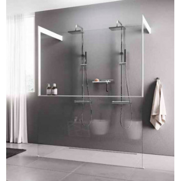 Shower enclosure Walk-In Novellini Kaudra HF, 114cm, with hanger for towel, white profile mat