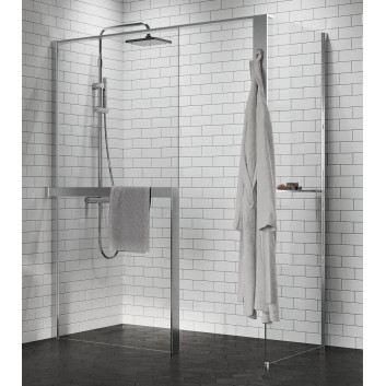 Shower enclosure Walk-In Novellini Kaudra HF, 154cm, witk shelf, profil black mat