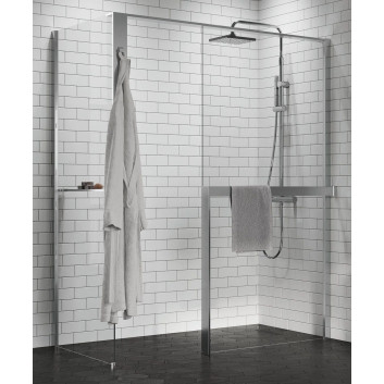 Shower enclosure Walk-In Novellini Kaudra HF, 154cm, witk shelf, profil black mat