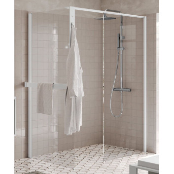 Shower enclosure Walk-In Novellini Kaudra HF, 154cm, witk shelf, profil black mat