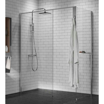 Shower cabin Walk-In Novellini Kaudra H+H Frame, 120x70cm, right version, witk shelf, white profile mat