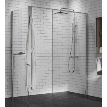 Shower cabin Walk-In Novellini Kaudra H+H Frame, 180x100cm, right version, with hanger for towel, white profile mat