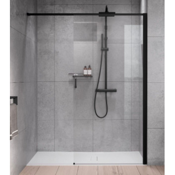 Shower cabin Walk-In Novellini Kaudra H+H Frame, 180x100cm, left version, witk shelf, profil black mat