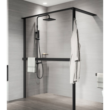 Shower enclosure Walk-In Novellini Kaudra HWL Frame, 220x200cm, right version, z 2 półkami, white profile mat